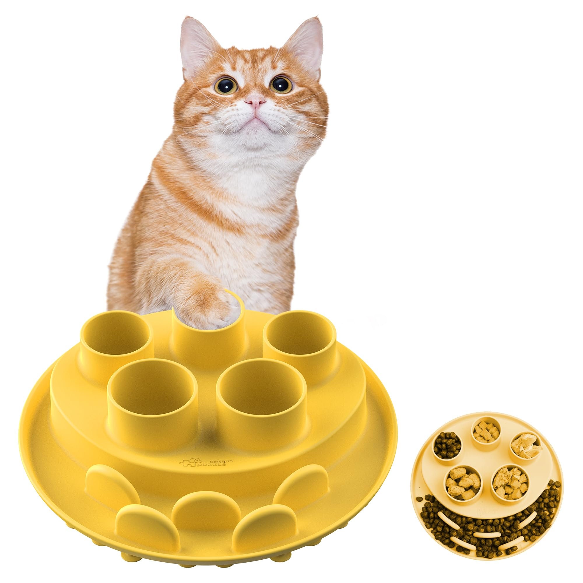 AQluming Cat Puzzle Feeder Cat Treat Toy - Cat Slow Feeder Food Dispenser  Green