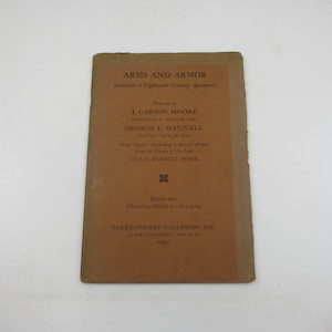 1940 Arms & Armor Auction Catalog: 16th-18th Century Militaria Booklet