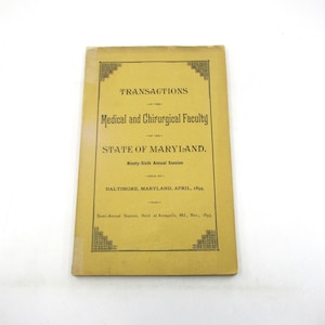 1894 MD Medical & Surgical Faculty Transactions: Antique Medical Book