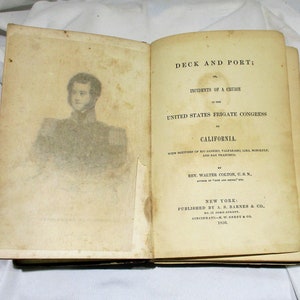 1850 Deck and Port, Voyages of US Frigate Congress to California and South America, 19th Century Exploration and Adventure Memoir