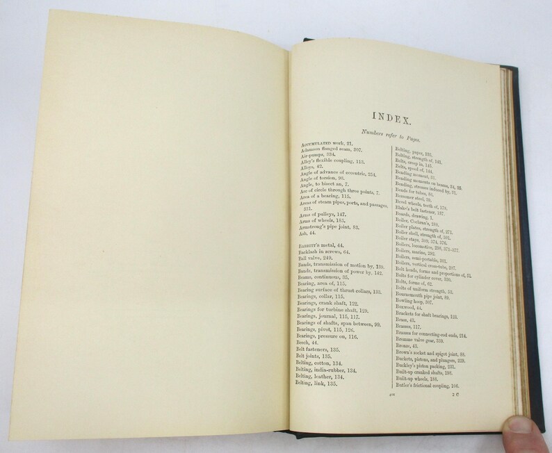 May include: A black and white book with the title "Index" and a list of words and page numbers. The book is open to a page with the words "Bolting, inch", "Bolting, lock", and "Bolting, machine", among others.