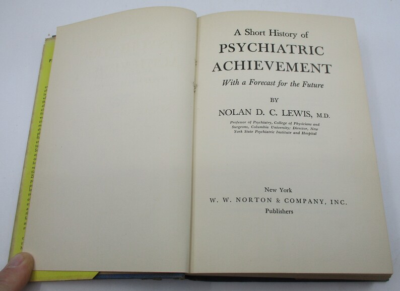 1941 Short History of Psychiatric Achievement, Psychiatry, Psychology