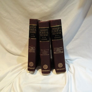 1938 Modern Surgery Technic: 3-Volume Anatomy & Operative Surgery Textbook Set