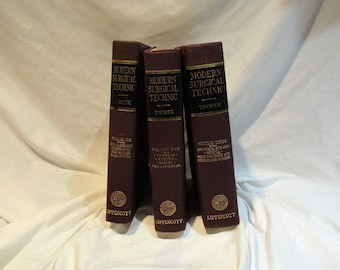 1938 Modern Surgery Technic: 3-Volume Anatomy & Operative Surgery Textbook Set