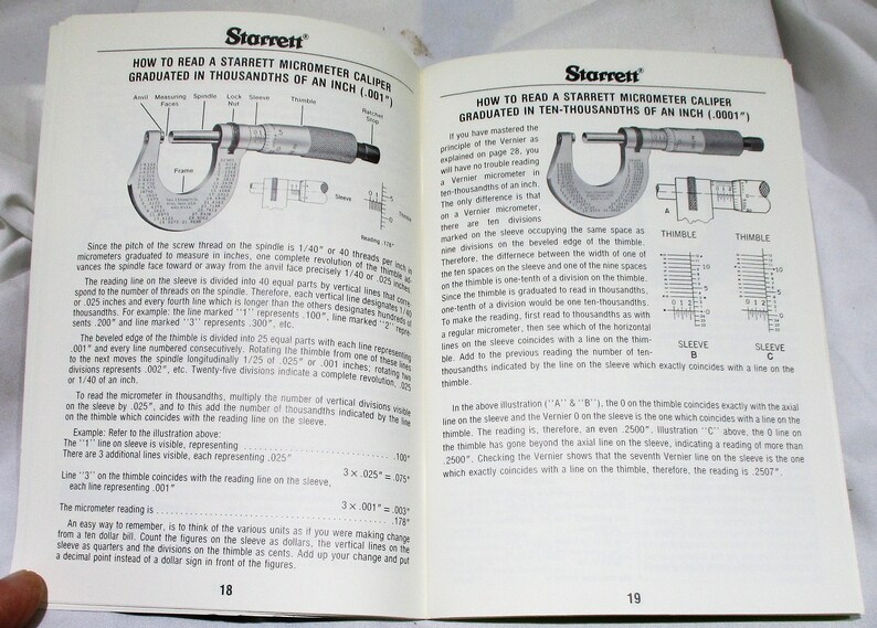 1983 Starrett Precision Tools Instruction Booklet: Vintage Measuring ...
