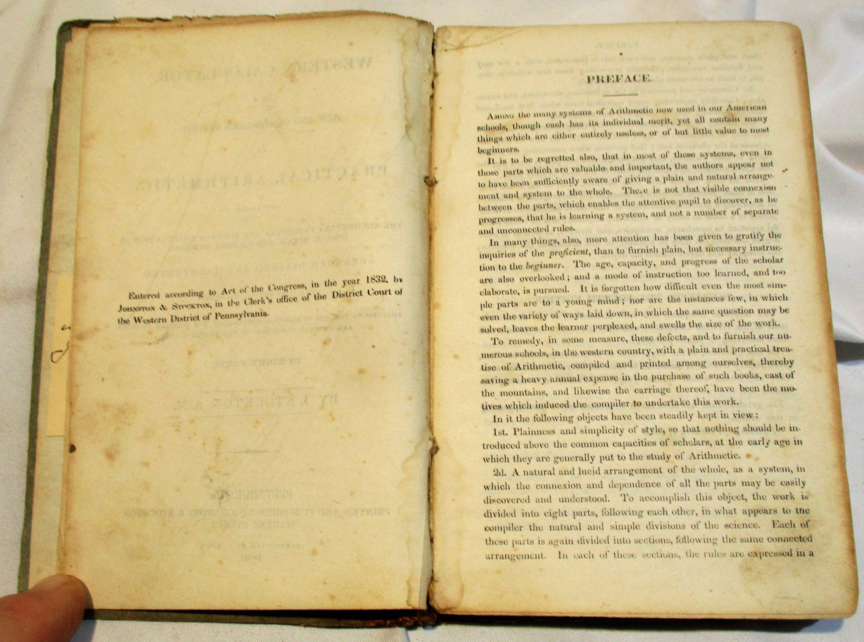 1839 Math Textbook, the Western Calculator, Old Antiquarian Book, Early