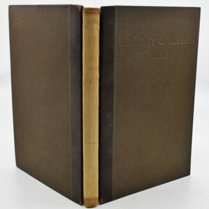 May include: A brown hardcover book with the title "Elements of Algebra" and the author "Milne" embossed on the front cover.