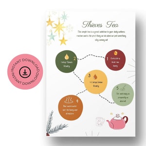 Thieves Tea Digital Download 5X7 | Young Living Essential Oils | Essential Oils Printable Card