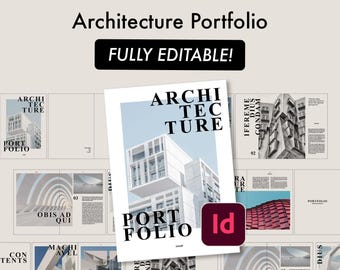 InDesign Template Portfolio, minimal layout,  Architecture portfolio