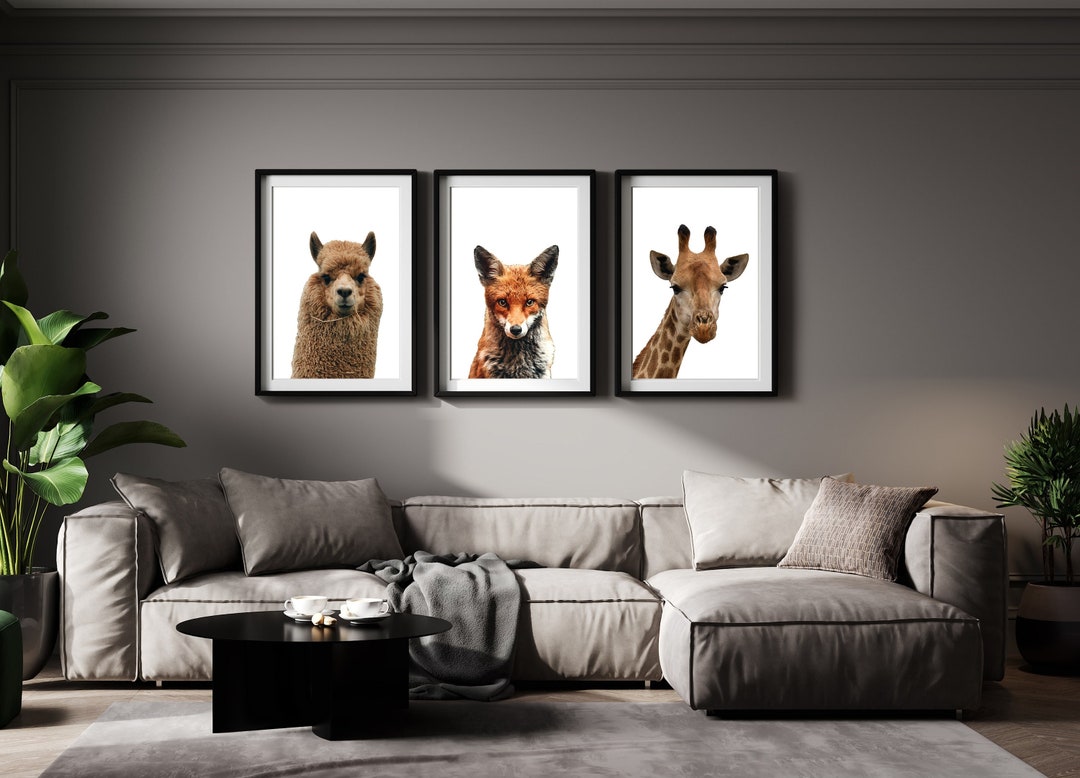 A Set of 3 Piece Animal Portrait Wall Art Living Room Wall Art Nature