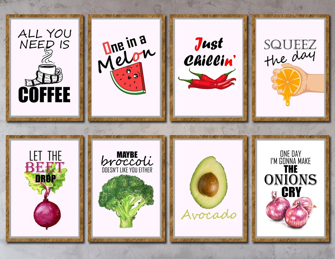 A Set of 8 Kitchen Wall Art Quotes Quotes Custom Wall Art Etsy