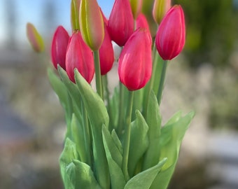 7 Tulpen Knospen * Real Touch * 44 cm * Floristik * Ostern * Frühling * 1 Bund