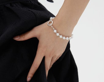 Bracelet en argent perle naturelle, bracelet perle simple, cadeau de demoiselle d’honneur, cadeau pour elle