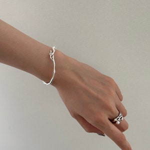 925 Silver Pearl Bracelet/Bangle，Silver Paperclip Chain Freshwater Pearl Bracelet, gift for her Bracelet