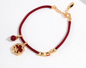 Sterling Silver Red String Bracelet/18K Gold Plated String Bracelet，Protection Bracelet, Red String, New Year Bracelet