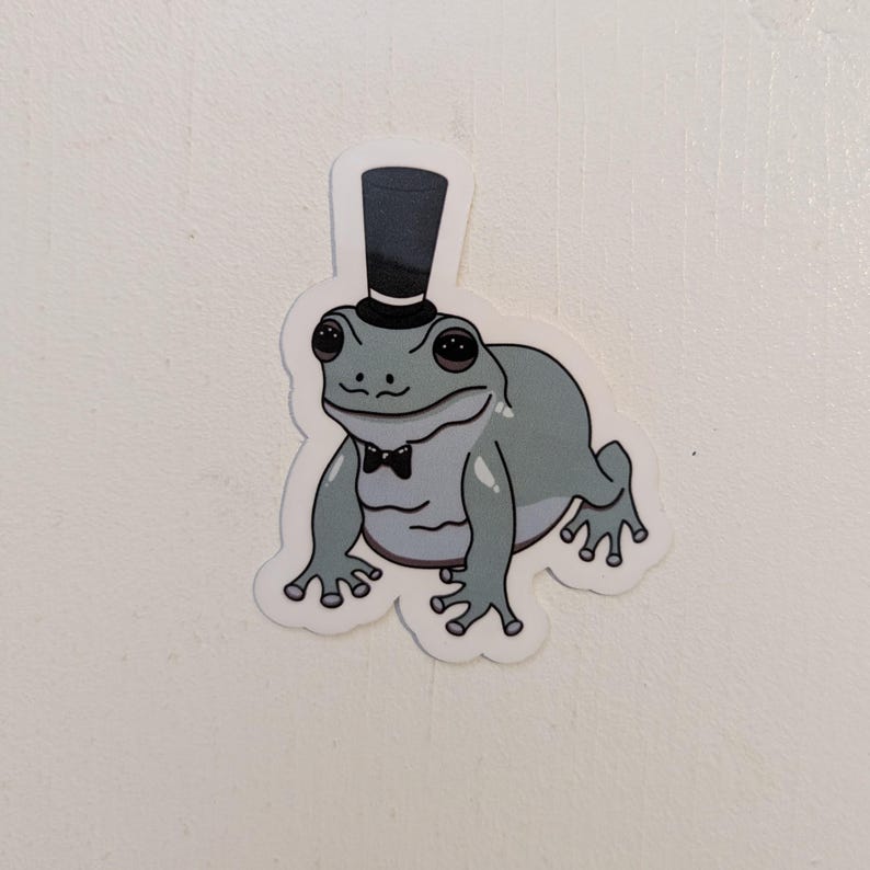 Frog in a Top Hat Vinyl Sticker, Hand-drawn Sticker - Etsy