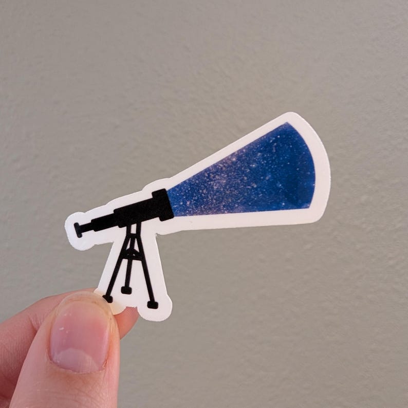 Galaxy Telescope Vinyl Sticker, Hand-drawn Sticker - Etsy