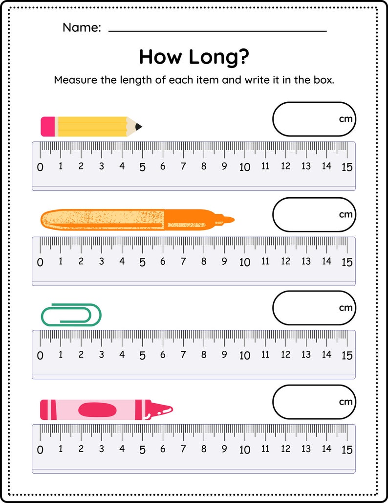 Ruler Measuring Practice Worksheet Etsy