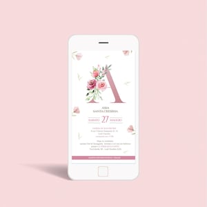 Invito Digitale Cresima - Comunione - Floreale - Bambina - Elegante