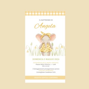 Invito Digitale Battesimo - Elefante - Bambina - Giallo - Floreale - Cerimonia