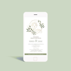 Invito Digitale Comunione - Classico - Elegante - Greenery