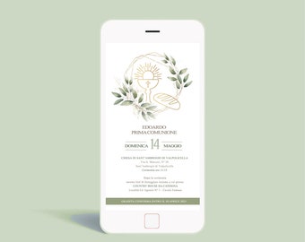 Invito Digitale Comunione - Classico - Elegante - Greenery