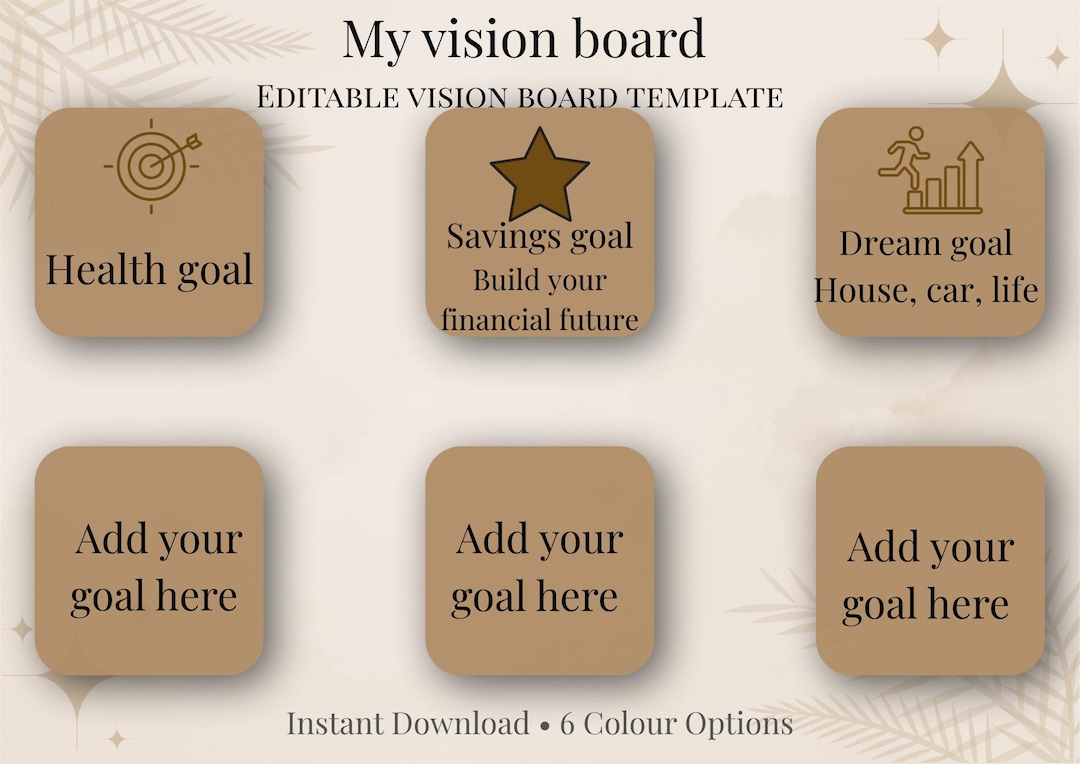 Editable Vision Board Template | Goal Planner | Self Improvement ...