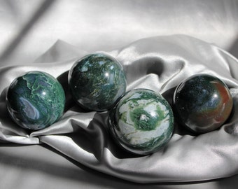 Large Moss Agate Sphere | Gorgeous High Grade Polished Agate | Green Crystal Ball | Soothing Healing Energy | Gift for Her