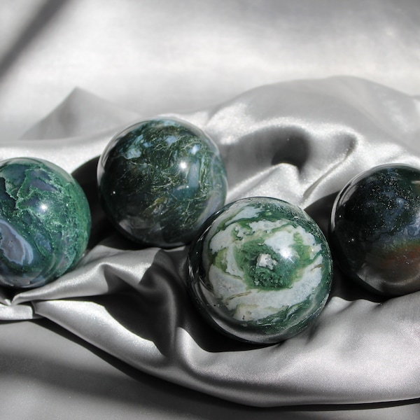 Large Moss Agate Sphere | Gorgeous High Grade Polished Agate | Green Crystal Ball | Soothing Healing Energy | Gift for Her