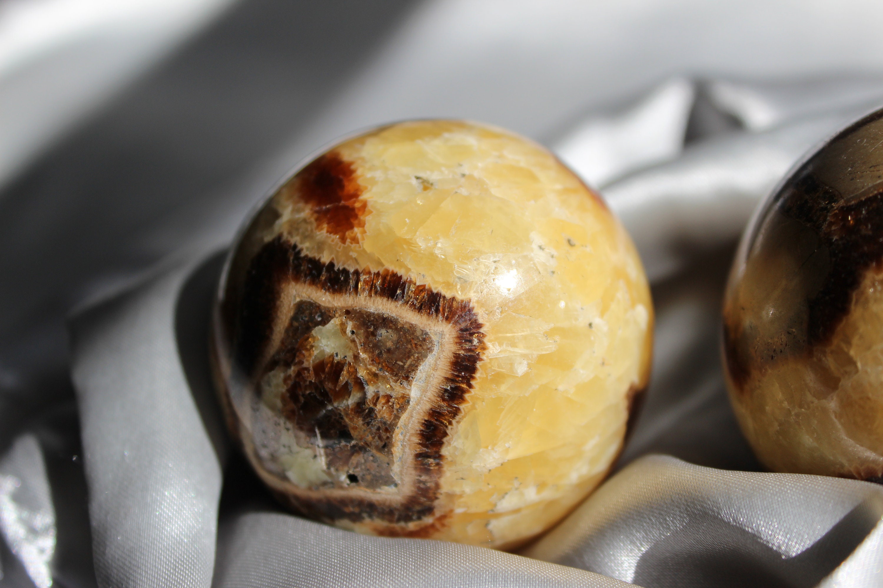 High Grade Septarian Sphere | Grounding Crystal Fossil Sphere | Dragon Stone | UV Reactive
