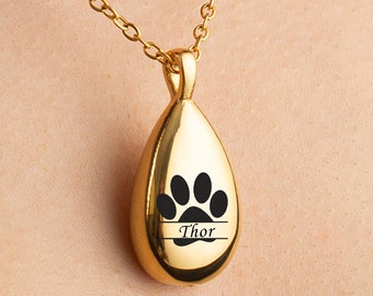 Tear Urn Pendant Necklace For Women Cremation Memorial Jewelry Urn For Dog Ashes Pet Loss Gift Custom Engraved Urn Necklace for Human Ashes
