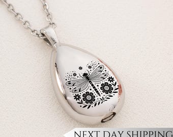 Butterfly Mandala Urn Drop Necklace | Mandala Memorial Pendant | Sympathy Gift for Butterfly and Mandala Lovers | Cremation Jewelry