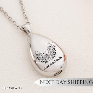 Personalized Butterfly Urn Necklace For Ashes, Custom Engraved Memorial Pendant, Ash Jewelry, Stainless Steel Keepsake, Remembrance Gift
