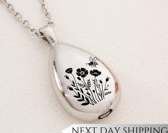 Wildflower Meadow Urn Drop Necklace | Meadow Memorial Pendant | Sympathy Gift for Nature and Wildflower Lovers | Cremation Jewelry