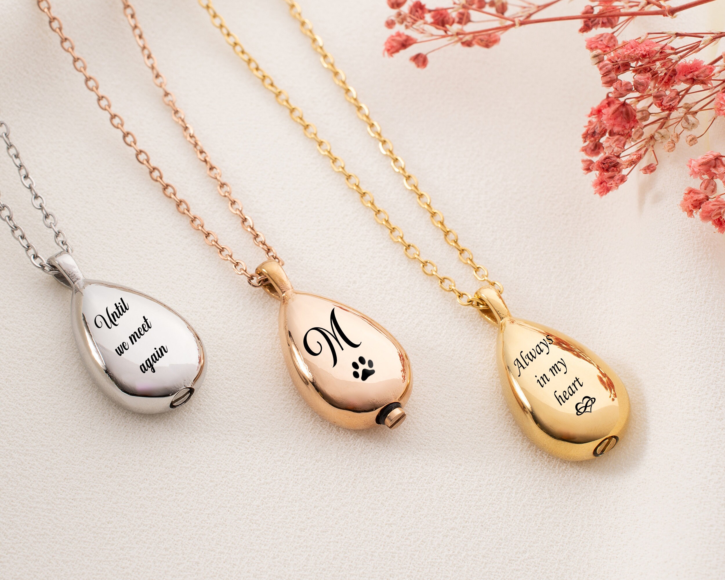 Custom Teardrop Urn Necklace Urns for Human Ashes Personalized