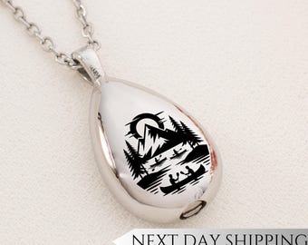 Mountain Landscape Urn Drop Necklace | Nature Memorial Pendant | Sympathy Gift for Hikers and Nature Lovers | Cremation Jewelry