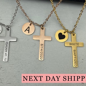 Men&#39;s Cross Necklace, Silver Cross Necklace for Men, Men Small Cross Necklace, Large Cross Necklace, Silver Cross Pendant with Rope Chain