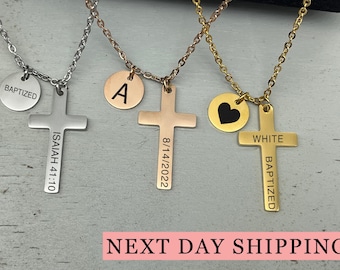 Men's Cross Necklace, Silver Cross Necklace for Men, Men Small Cross Necklace, Large Cross Necklace, Silver Cross Pendant with Rope Chain