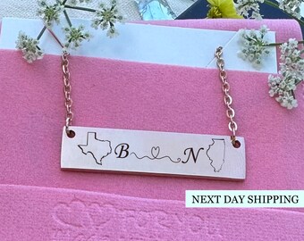 State Necklace Long Distance Relationship Best Friend Necklace State Jewelry Long Distance Gift Custom Necklace Women Relationship Gift