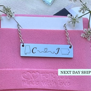 Gift for Couple Necklace Matching Necklace Gift Wedding Gifts for Couple Personalized His and Her Necklace Long Distance Gift Valentines