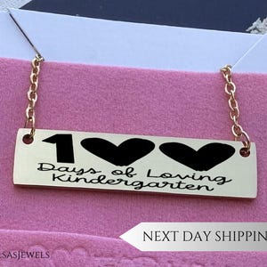 Collar de 100 días de amor para jardín de infantes, colgante de barra con diseño en forma de corazón, regalo de agradecimiento para maestros, joyería de recuerdo de evento escolar