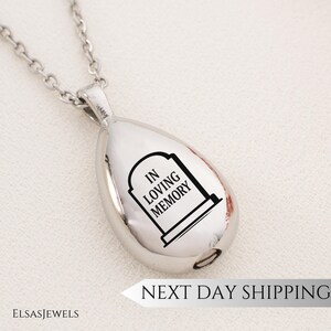 Teardrop Memorial Urn Necklace: Stainless Steel Ashes Keepsake Jewelry