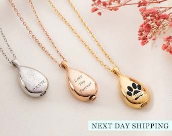 Personalized Cremation Urn Necklace for Ashes Memorial Engraving Custom Handmade Gift Loss of Dog Gift Jewelry for Human or Dog Pets Ashes