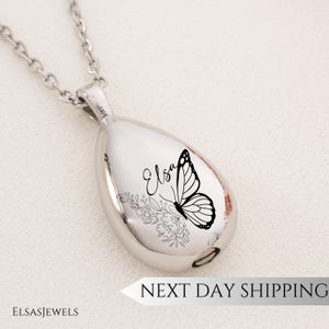 CRWENG Collana con urna a farfalla, in argento sterling 925