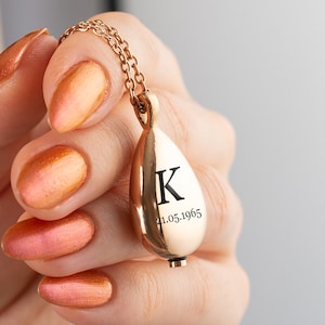 Personalized Teardrop Urn Necklace, Pendant for Ashes, Cremation Jewelry Necklace for Ashes, Pet Ashes Keepsake, Dog Cremation Urn Neckalce