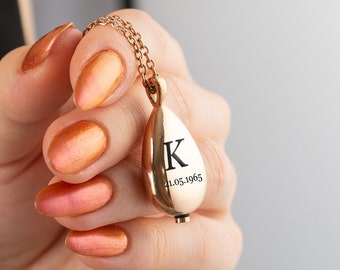 Personalized Teardrop Urn Necklace, Pendant for Ashes, Cremation Jewelry Necklace for Ashes, Pet Ashes Keepsake, Dog Cremation Urn Neckalce