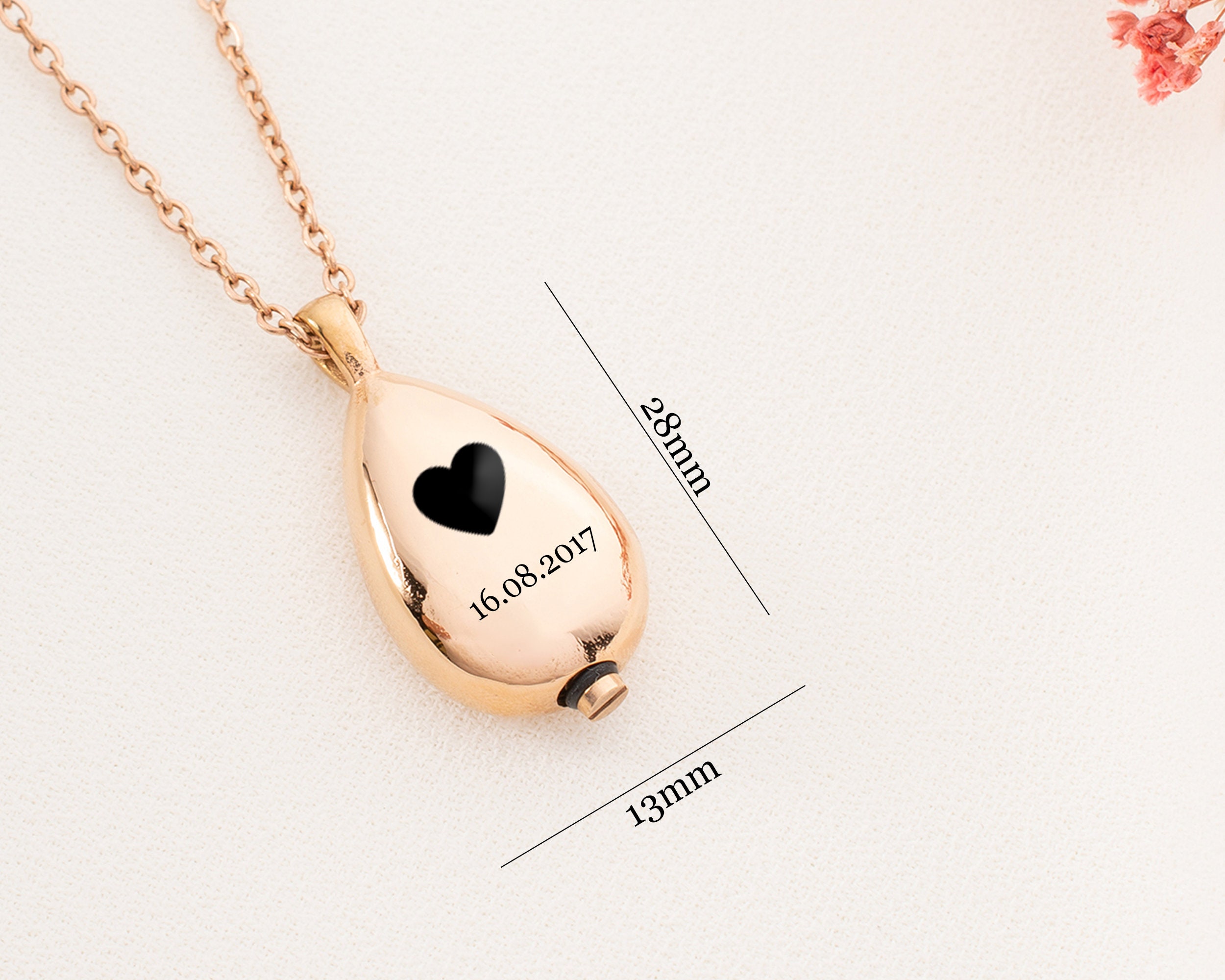 Custom Teardrop Urn Necklace Urns for Human Ashes Personalized