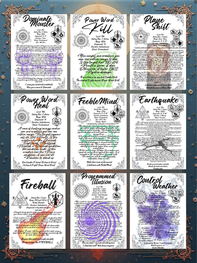 Spell Scrolls - Dungeons and Dragons - Parchment Paper - Etsy