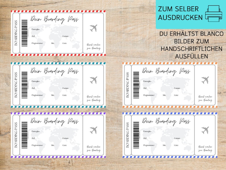 Reisegutschein Bordkarte Personalisiert 5 Farben Geschenk