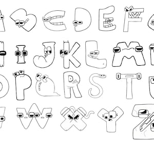 Página para colorear de Alphabet Lore para niños / Todas las letras / Imprimible